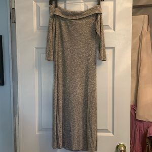 MNG off the shoulder ribbed dress